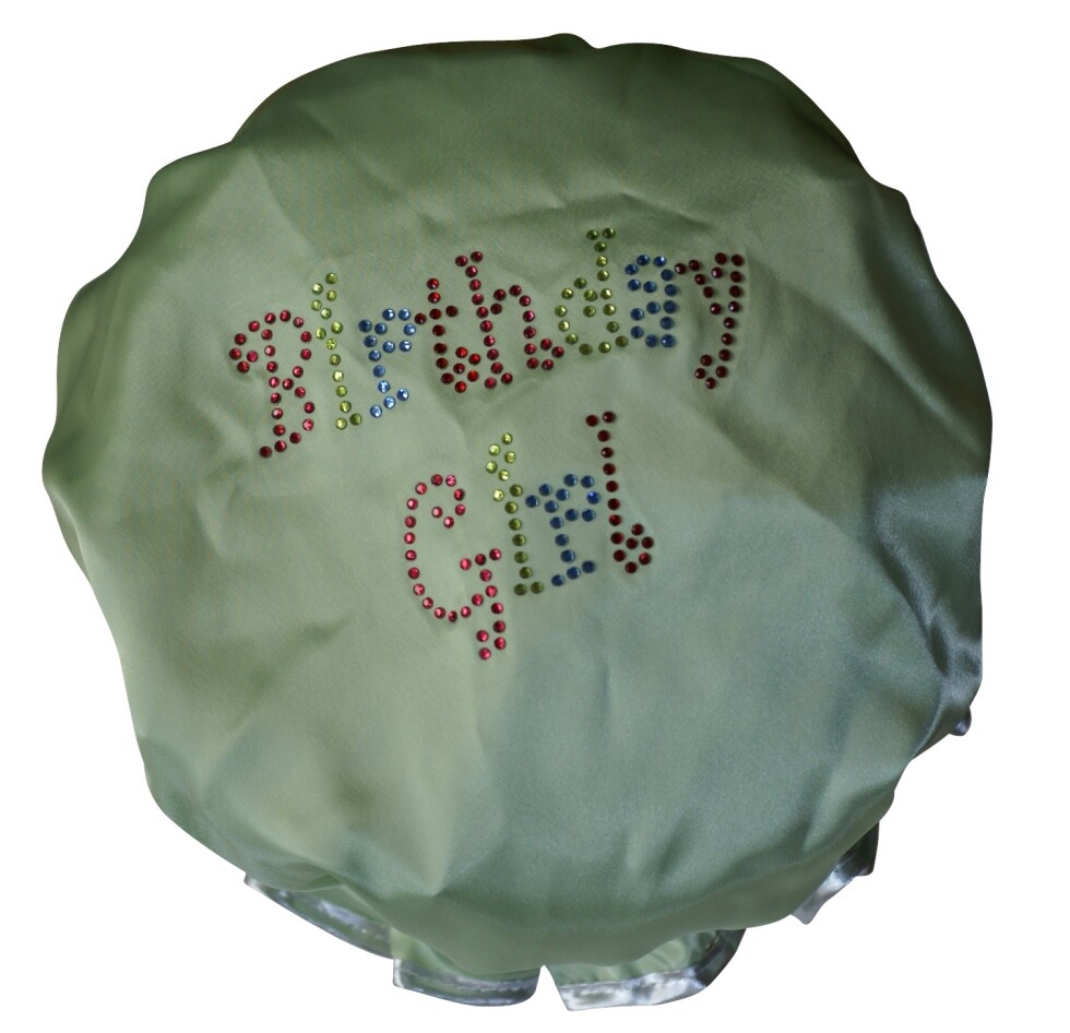 Diamante Shower Cap - BIRTHDAY GIRL - Lime