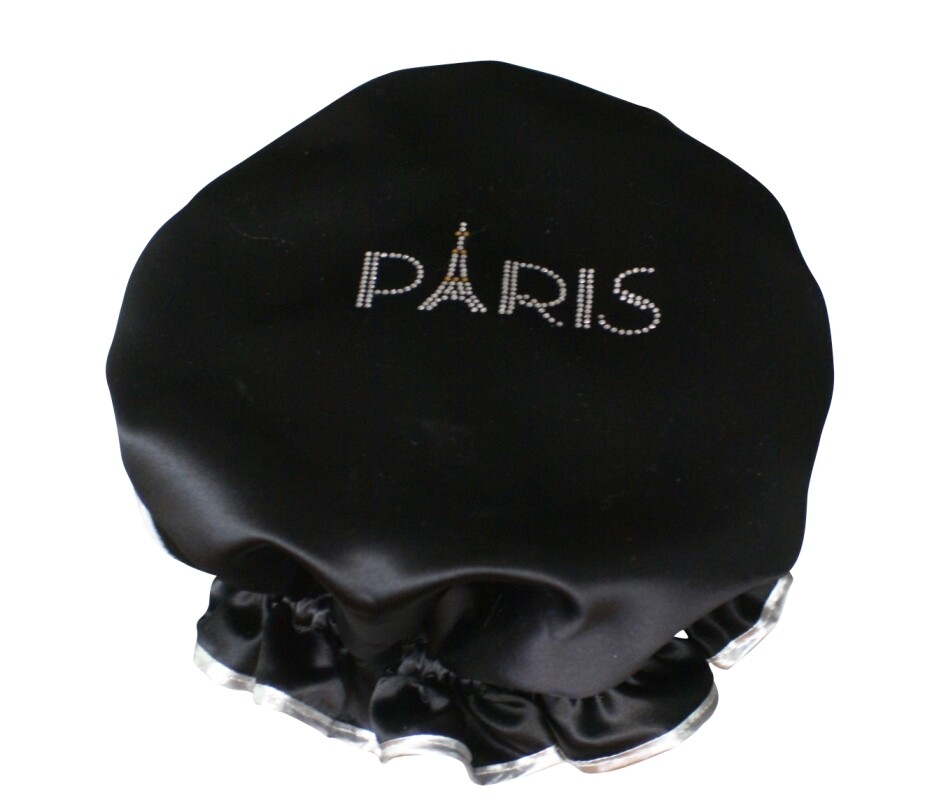 Diamante Shower Cap - PARIS - Black