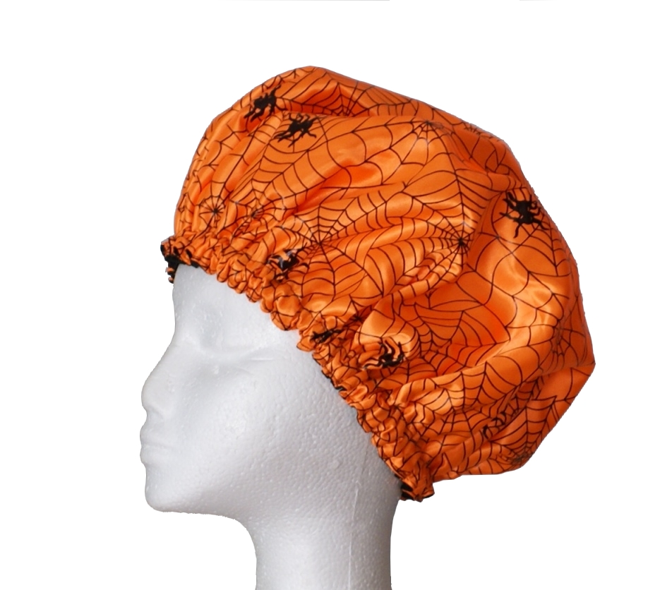 Mens Shower Cap - Spiderweb Orange