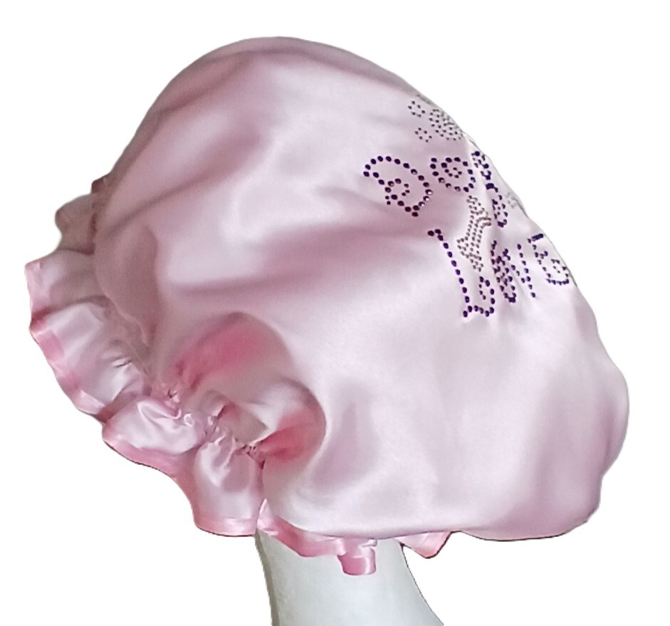 Diamante Shower Cap - DOG LOVER - Pink