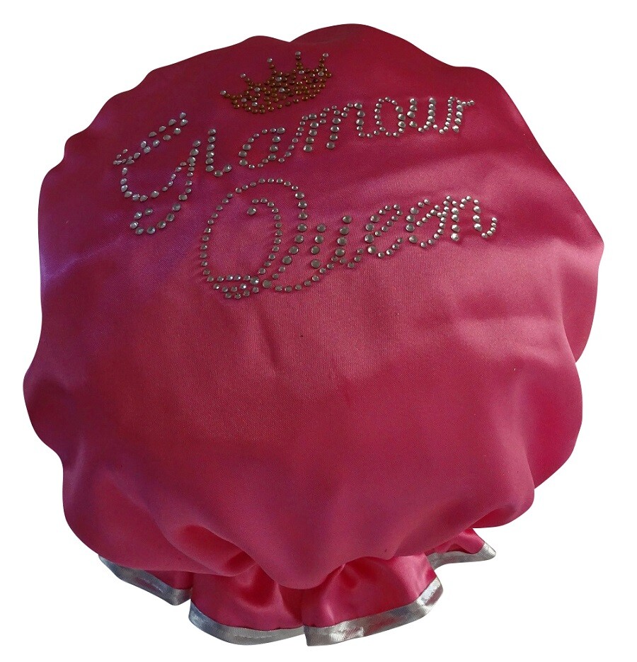 Diamante Shower Cap - GLAMOUR QUEEN - Hot Pink