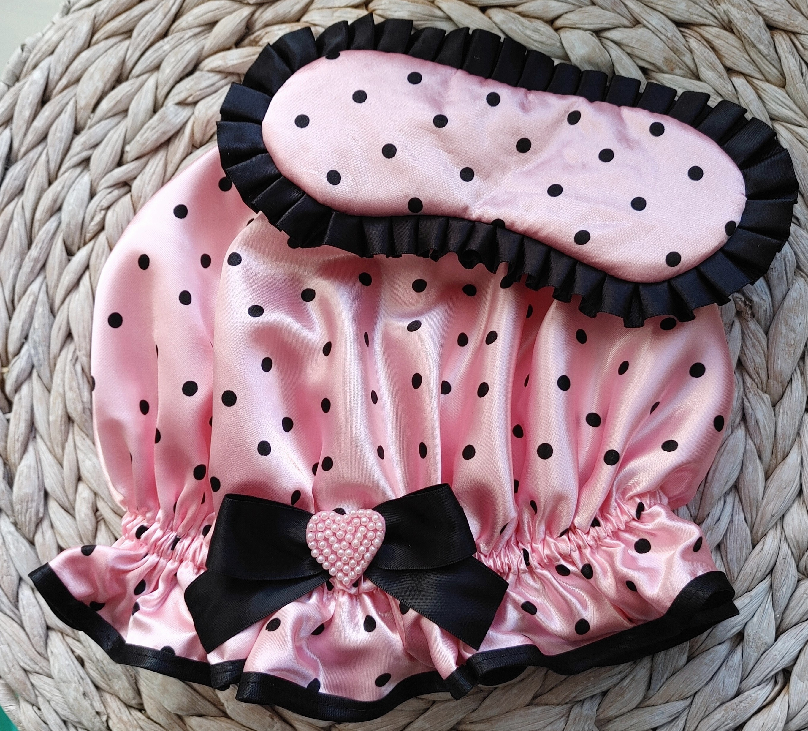 Shower Cap + Sleep Mask Set - Dottie