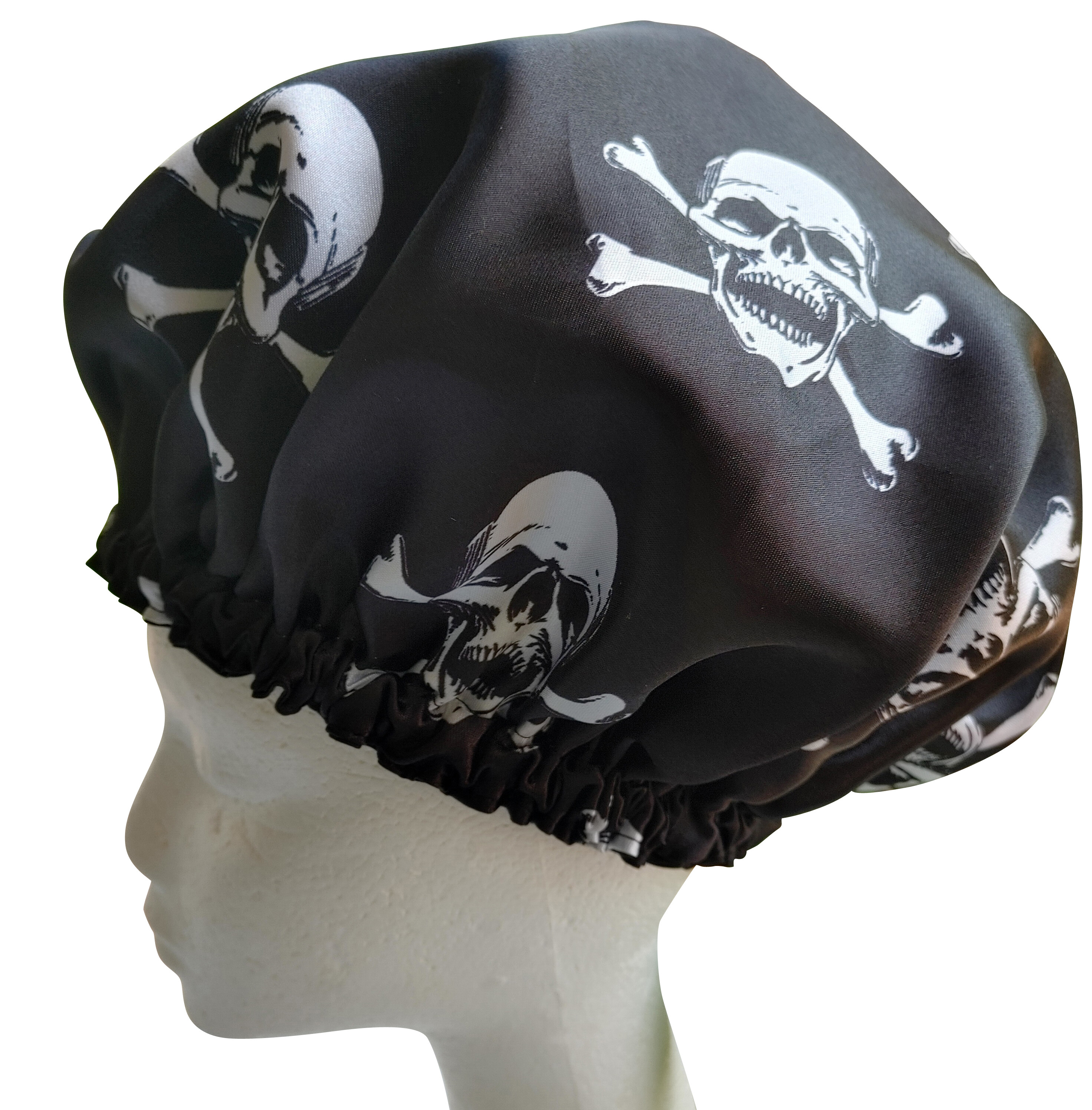 Mens Shower Cap - Silver Skull and Crossbones