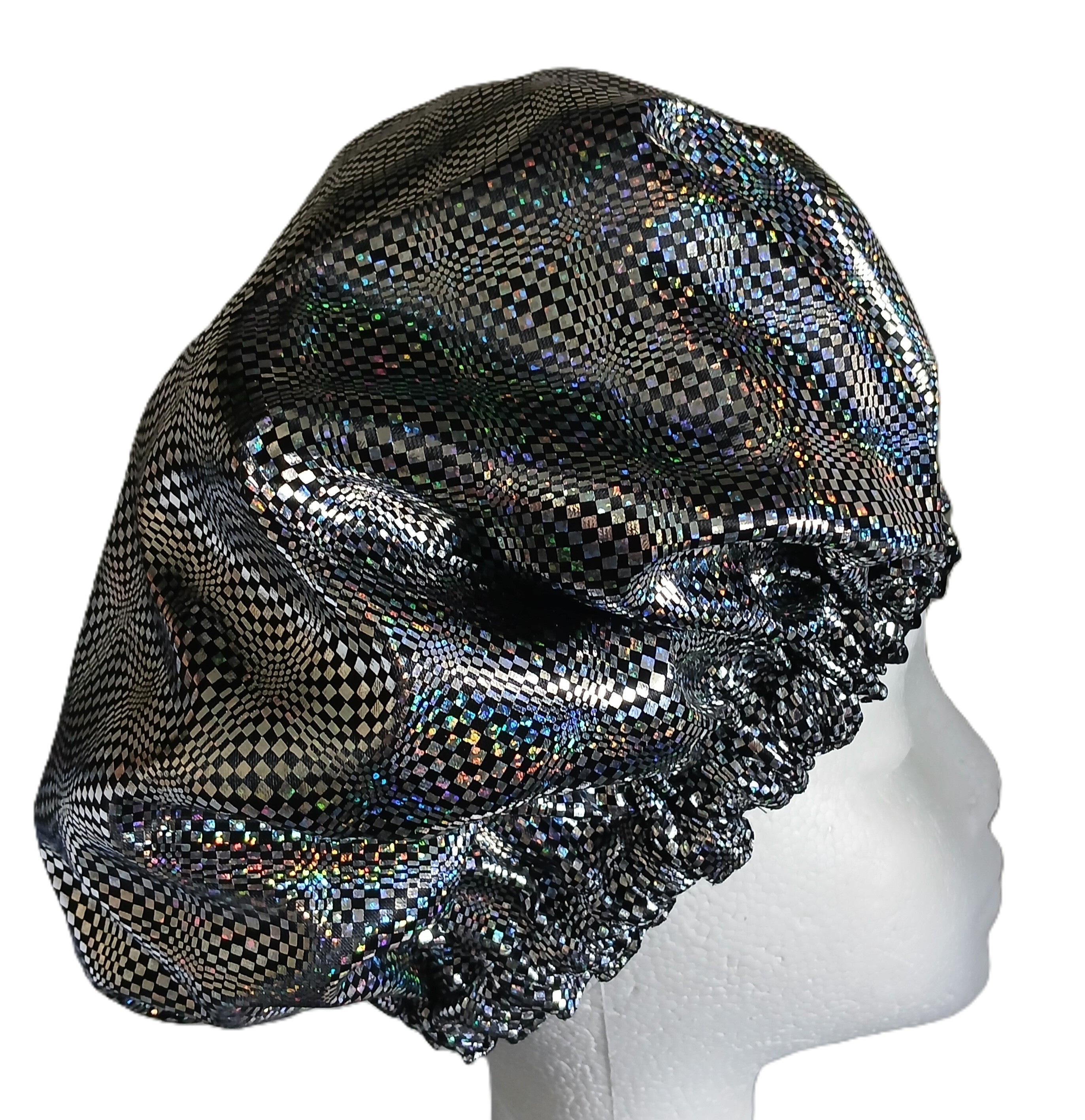 His n Hers Shower Caps - Man Glam/Lady Glam Silver Black