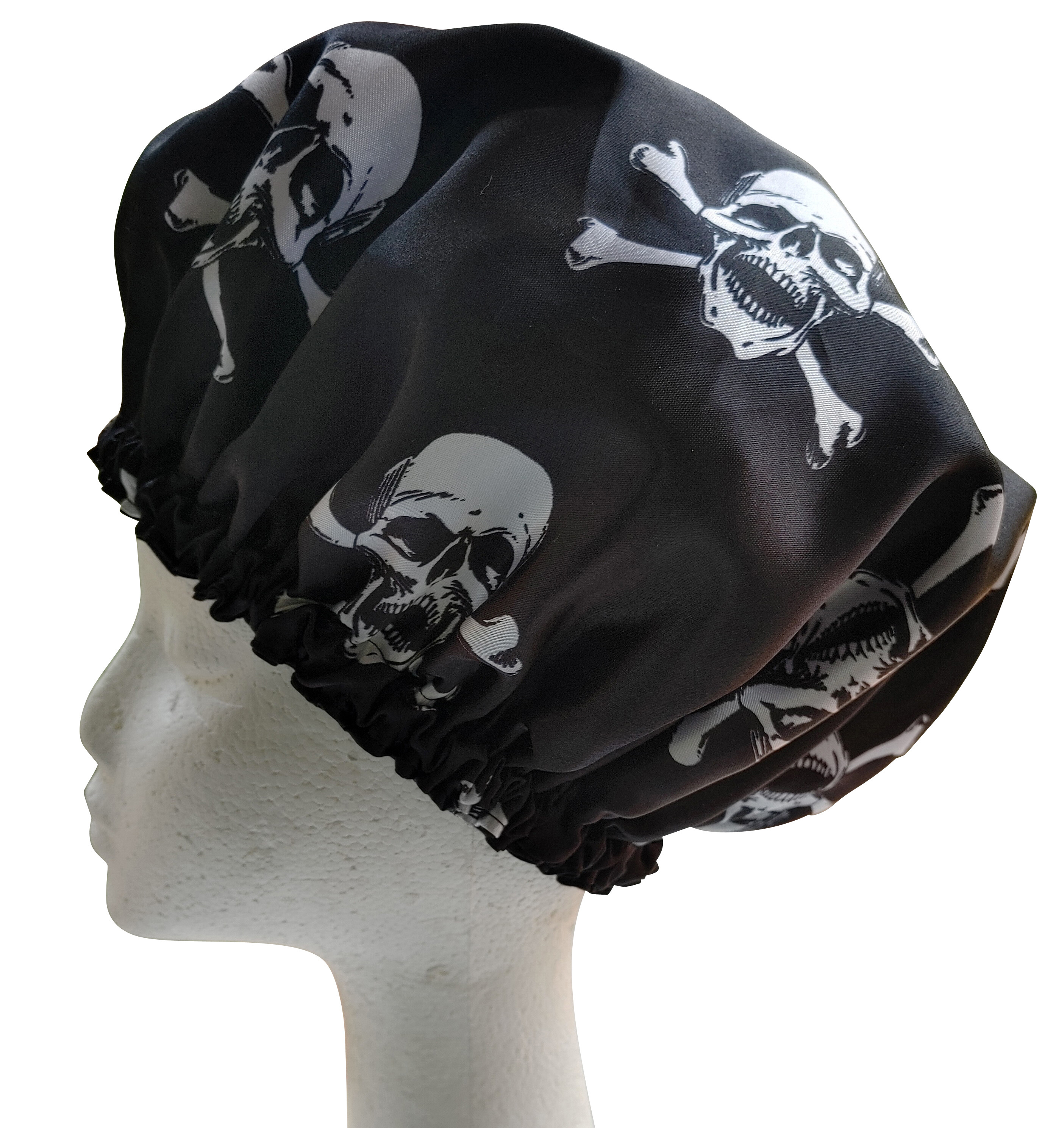 Mens Shower Cap - Silver Skull and Crossbones