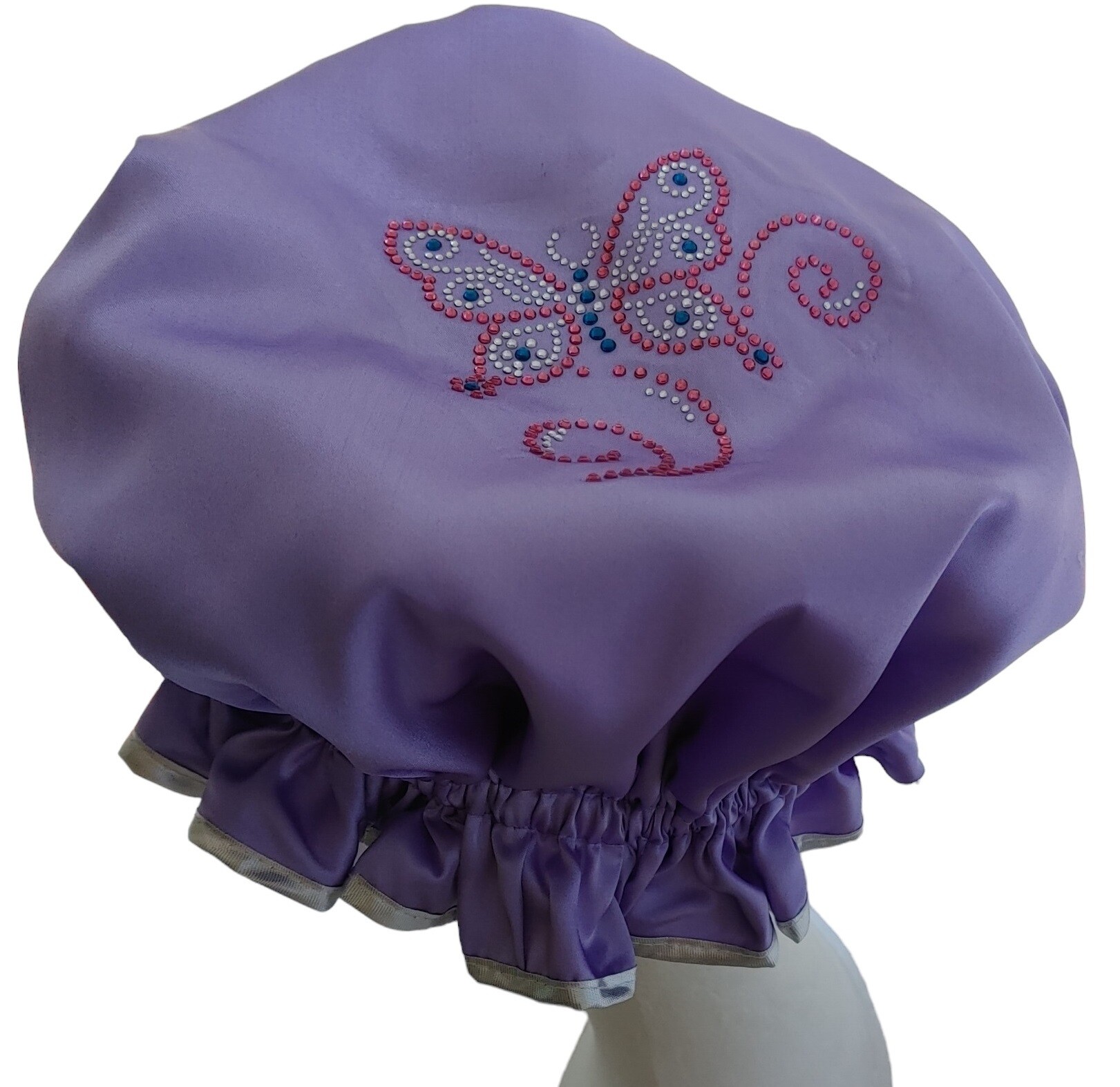 Diamante Shower Cap - Lilac Butterfly