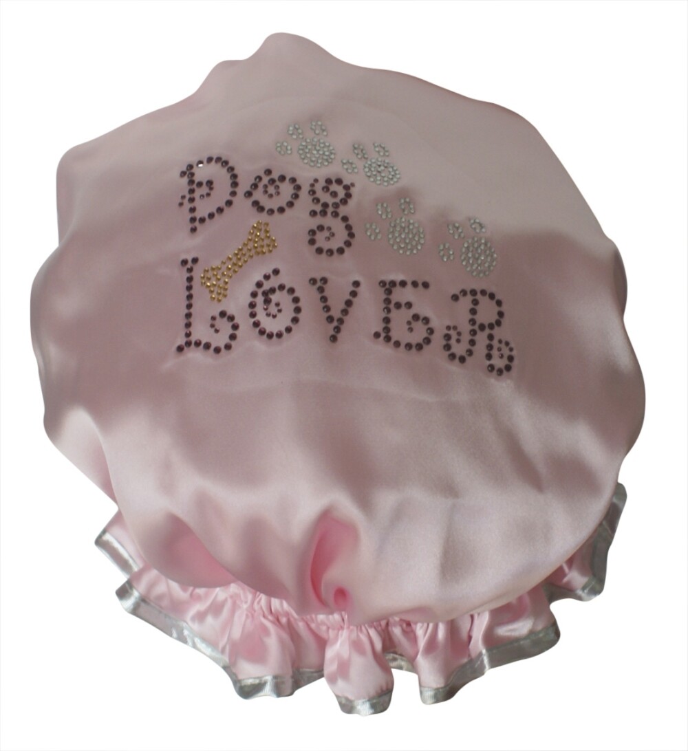 Diamante Shower Cap - DOG LOVER - Pink