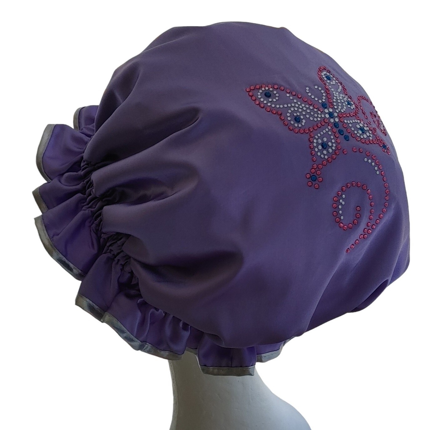 Diamante Shower Cap - Lilac Butterfly